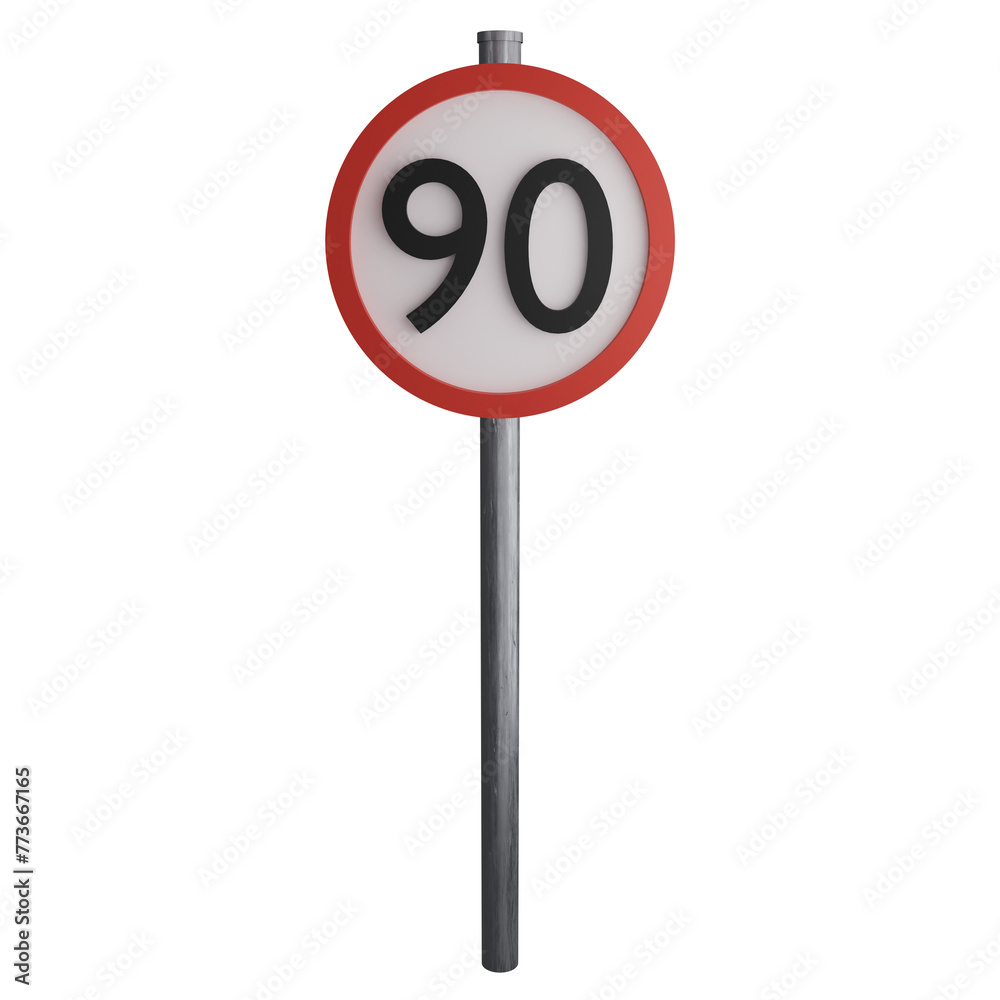 90 maximum speed limit sign on the road clipart flat design icon ...