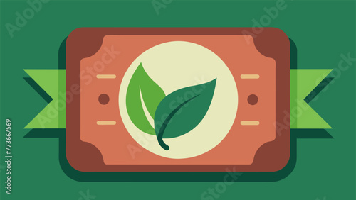 A macro shot of a label on a product packaging certifying that it was made with sustainable materials and practices emphasizing the companys