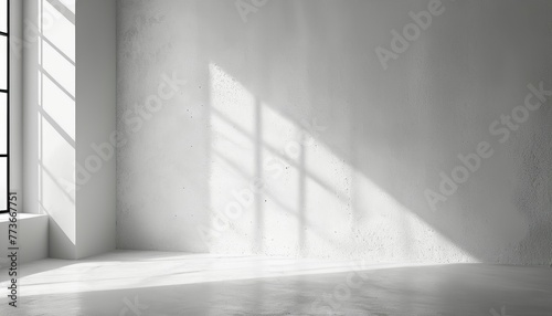 Abstract White Wall Concrete Texture with Diagonal Shadow