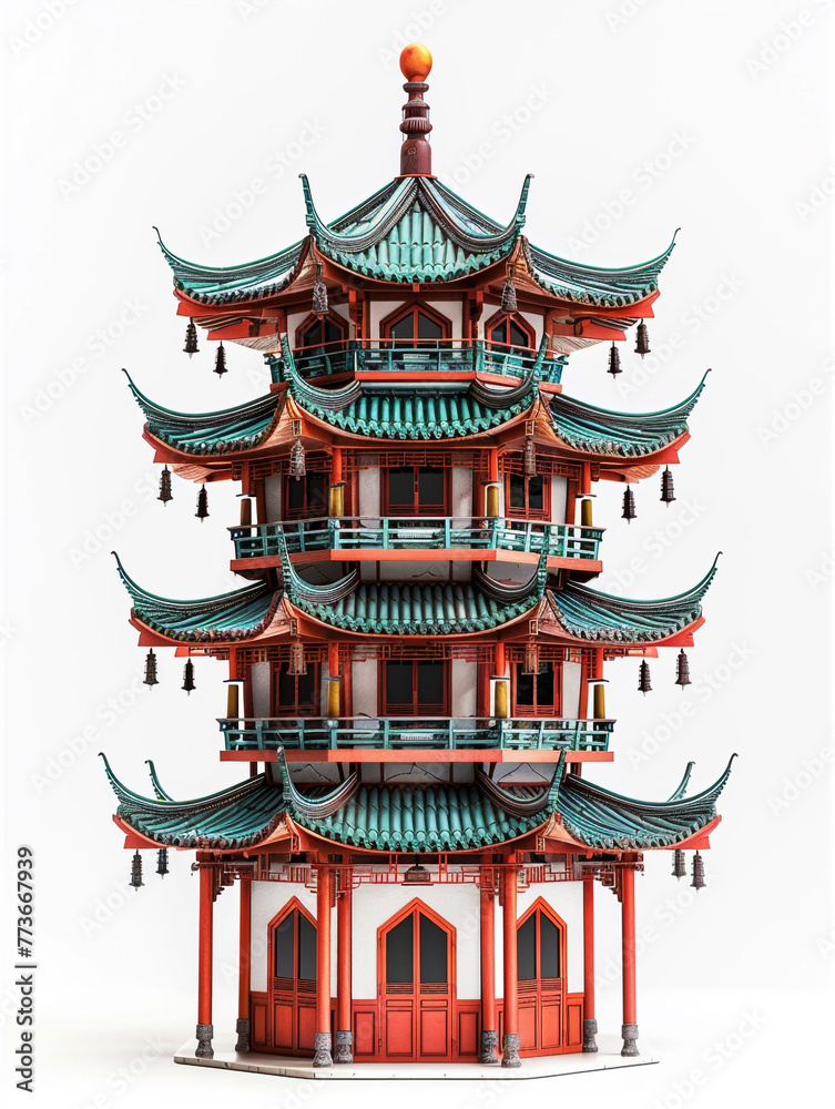 Beautiful pagoda tower design full of traditional Chinese or Japanese architectural elements. Beautiful pagoda tower design full of traditional Chinese or Japanese architectural elements.