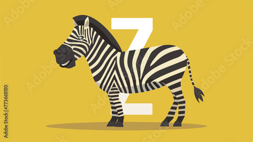 Flashcard letter Z is for zebra illustration flat c