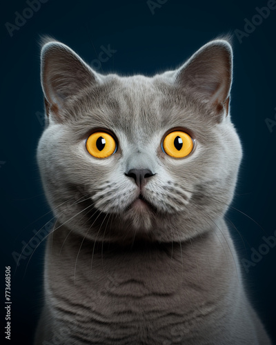 British Shorthair Cat with Amber Eyes