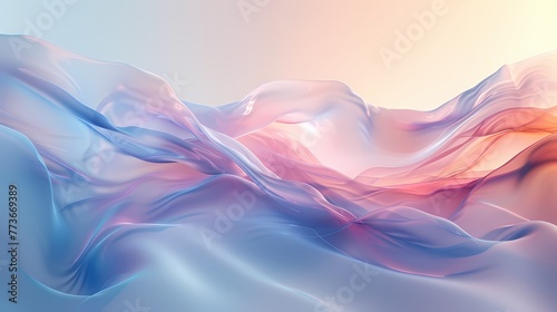 Serene and dreamlike, a minimalistic gradient wave in a liquid abstract, with colors delicately blending to create a visually soothing composition.