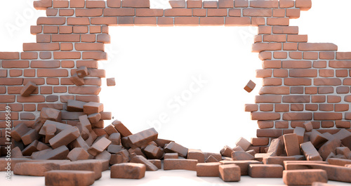 Hole in the brick wall  texture background