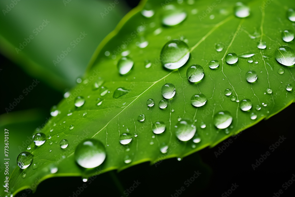 water drops on green leaf water drops on green leaf