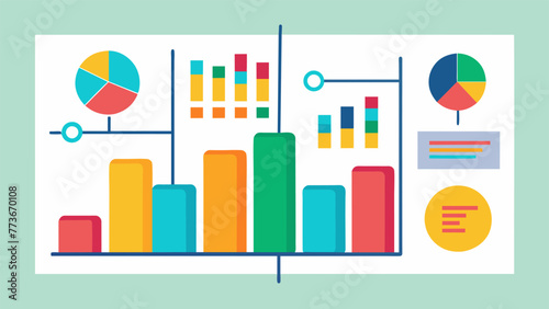 A series of colorful charts and graphs displayed on a wall showcasing the results of the companys efforts towards establishing a continuous