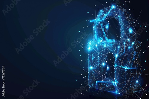 Lock Down Protection Abstract Low Poly Illustration of Secured Lock on Starry Sky Comos Background with Polygon Shapes photo