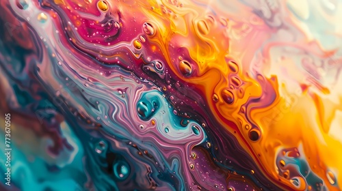 Mesmerizing liquid kaleidoscope swirling with vibrant hues, creating an abstract masterpiece of colors and fluidity.