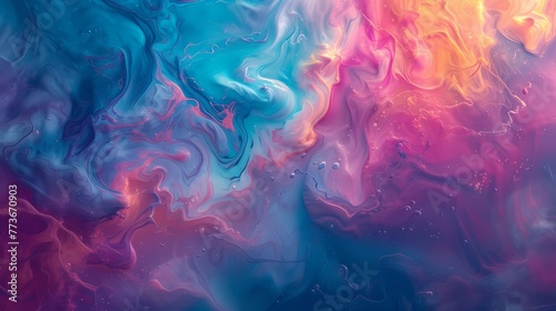 Liquid colors splashing and intertwining  creating a captivating dance of gradients in a visually striking and vibrant composition.