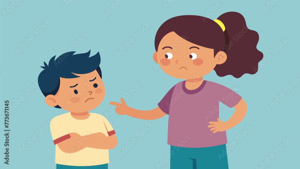 An older sister guides her younger brother through a conflict resolution exercise emphasizing the importance of listening and showing empathy An older sister guides her younger brother through a conflict resolution exercise emphasizing the importance of listening and showing empathy