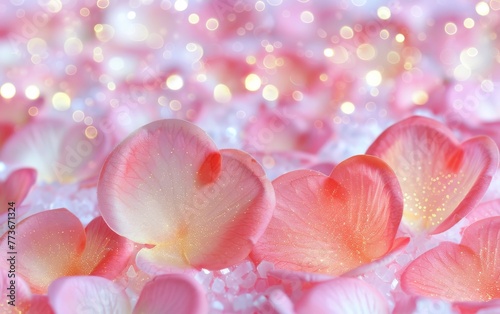 A pink flower with a heart on it is surrounded by other pink flowers © hakule