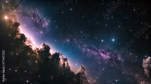 The Small Magellanic Cloud Galaxy exploration on deep space. Flight Into The Small Magellanic Cloud Galaxy or Nubecula Minor photo