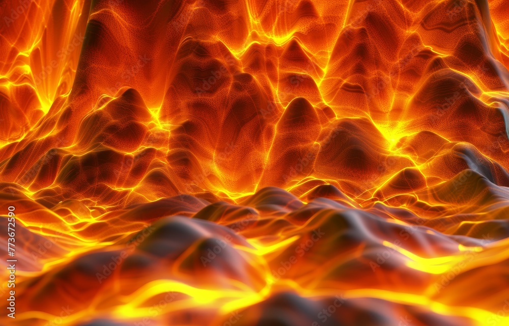 The image is a close up of a fiery ocean with waves and smoke The image is a close up of a fiery ocean with waves and smoke