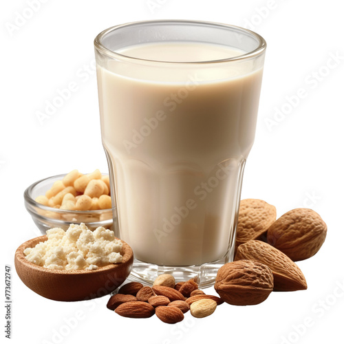 almonds and milk and nuts isolated
 photo