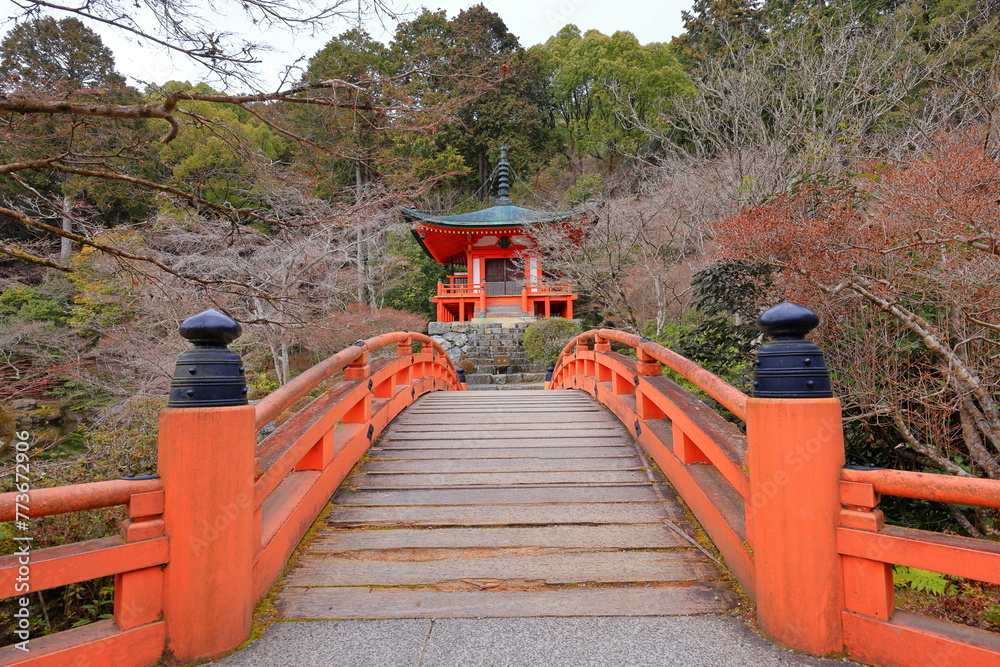 Daigo-ji Temple a Buddhist temple with 5-story pagoda, at Daigohigashiojicho, Fushimi Ward, Kyoto, Japan 