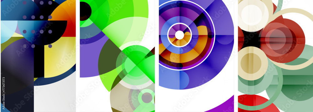 World of geometric elegance with abstract circle poster set. Circles intertwine in a symphony of shapes and colors, offering a contemporary visual feast for your design World of geometric elegance with abstract circle poster set. Circles intertwine in a symphony of shapes and colors, offering a contemporary visual feast for your design
