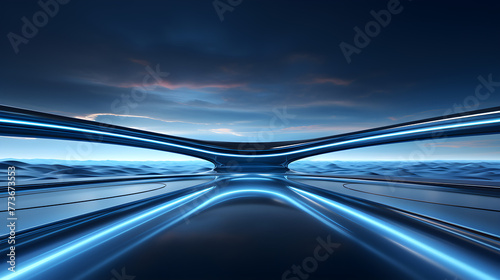 Universal abstract futuristic gray blue background with built-in lighting for product presentation