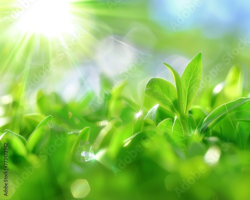 A leafy green plant with a bright star shining on it