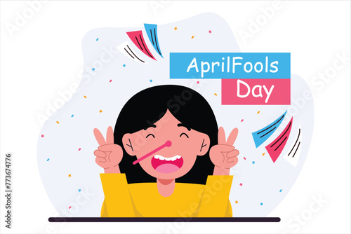 April Fools Flat Illustration Design