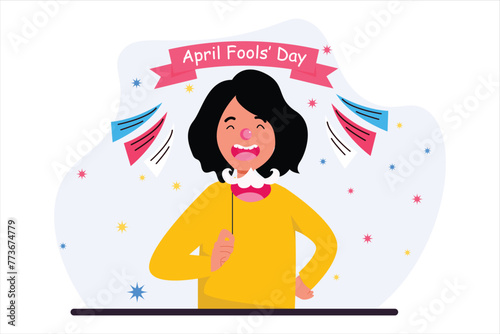 April Fools Flat Illustration Design
