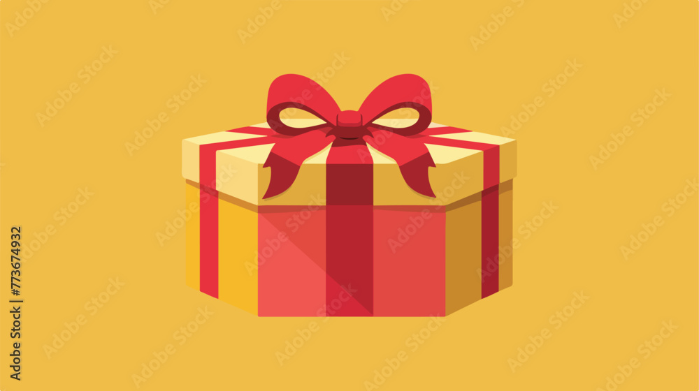Gift box with ribbon bow icon image flat cartoon va