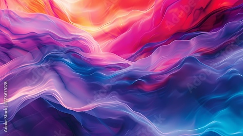 A dance of vibrant hues in a liquid abstract, forming a gradient wave that is both lively and soothing, creating a visually stunning composition.