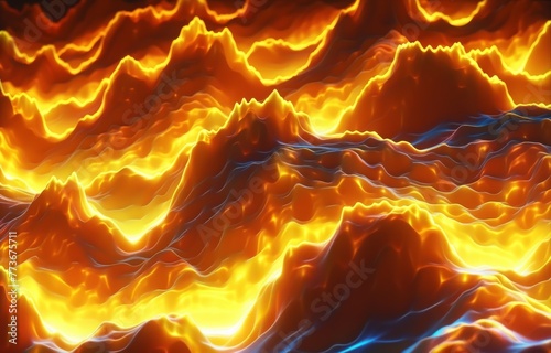 The image is a close up of a fiery ocean with waves and smoke