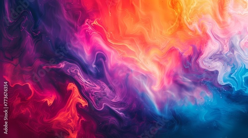 Vibrant and alive, a liquid abstract featuring vivid color splashes that seamlessly merge into a dynamic gradient wave, forming a visually stunning composition. photo