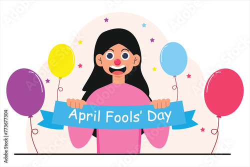 April Fools Flat Illustration Design