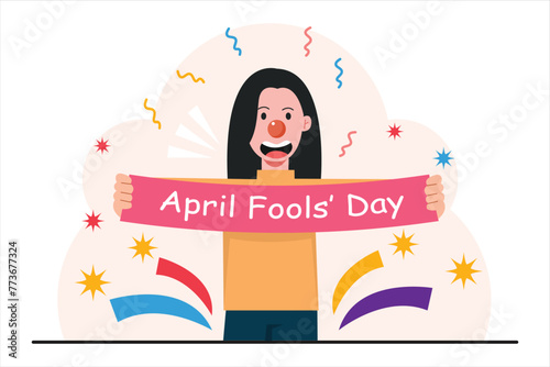 April Fools Flat Illustration Design