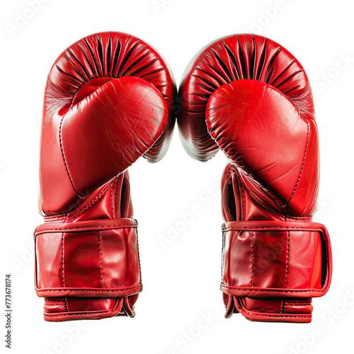 Red boxing gloves isolated on transparent background.
