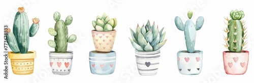 Various potted plants of different sizes and shapes arranged in a group, sitting closely next to each other