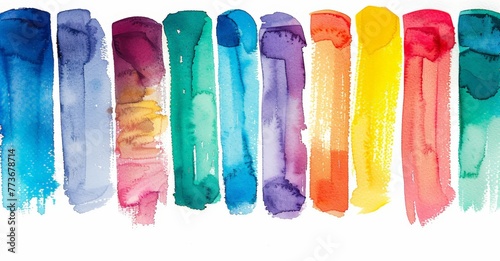 Various vibrant colors of paint forming a rainbow pattern on a clean white background