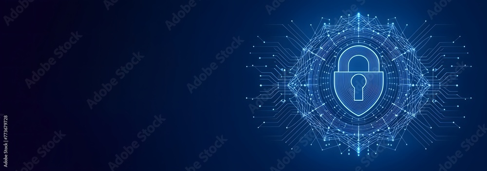 Abstract lock in blue technology background. Abstract lock in lines, security concept. business blue background with blank space for text Abstract lock in blue technology background. Abstract lock in lines, security concept. business blue background with blank space for text