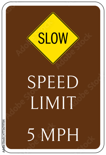 Campground parking sign speed limit