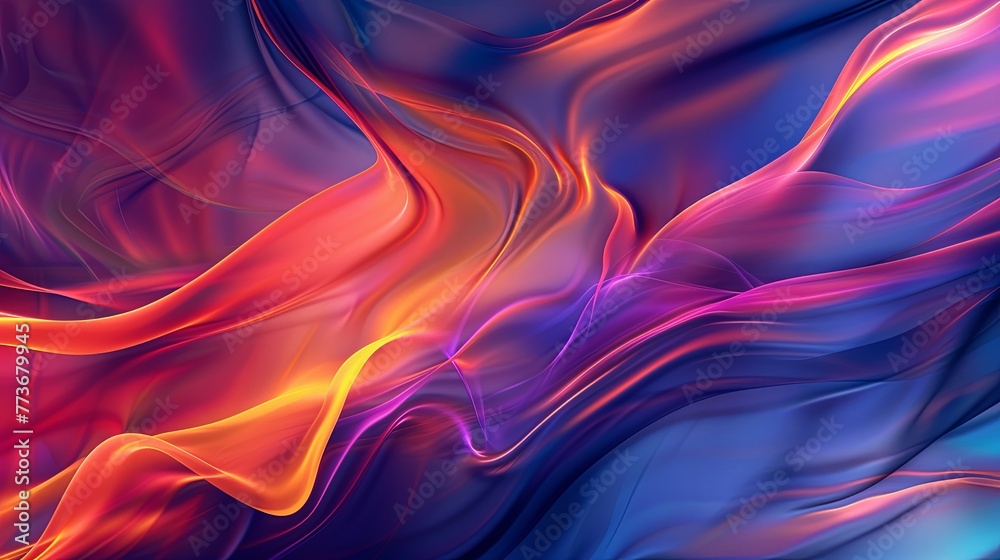Abstract fluttering silk background in orange and violet gradients