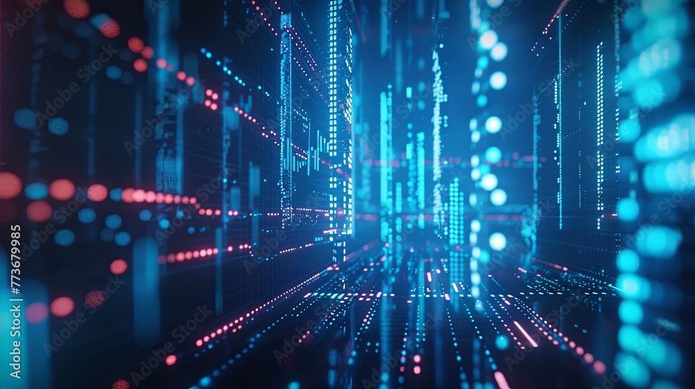 Abstract internet database 3D dark background with dynamic data lights Abstract internet database 3D dark background with dynamic data lights