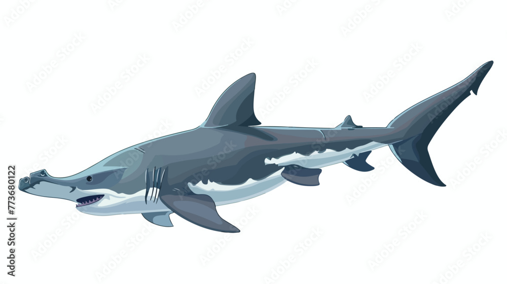 Fototapeta premium Hammerhead shark on white background illustration f