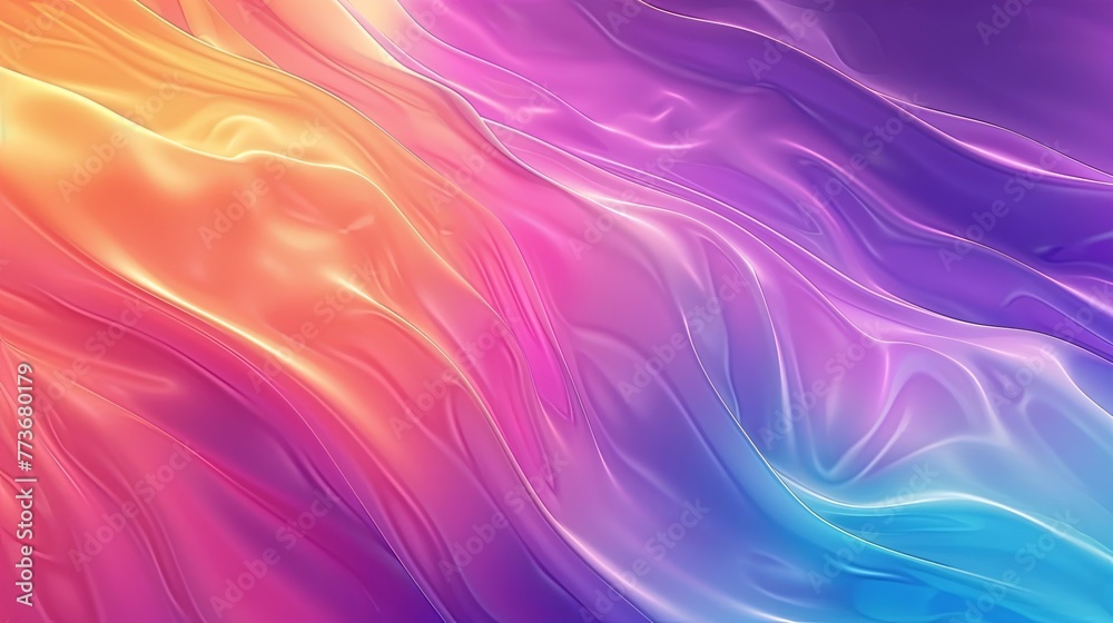 abstract rainbow glowing waves 3D background in frosted glass texture