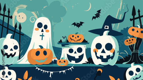 Halloween flat cartoon vactor illustration isolated