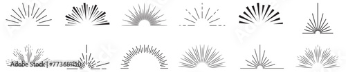 Sunburst set. Big collection sunburst best quality. Star, firework explosion, logo, emblem, tag. Web banner. Vector Illustration.