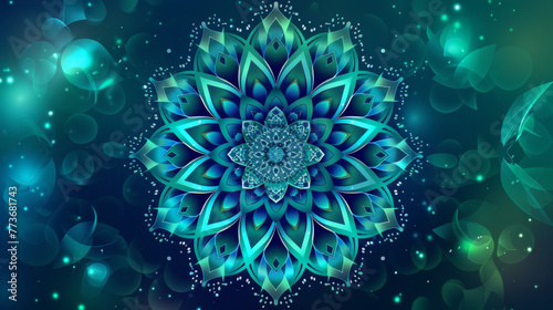 Sparkling Depths: Ultra-Sharp Mandala in Blue and Dark Green
