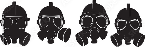 Black and white sketch of gas mask