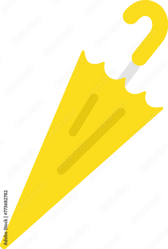 閉じた、黄色の傘のアイコンのイラスト