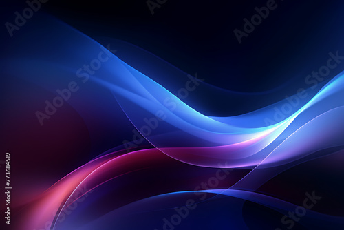 Abstract wavy lines in a dynamic blend of blue and pink neon colors  creating a fluid and luminous digital art piece. Generative AI
