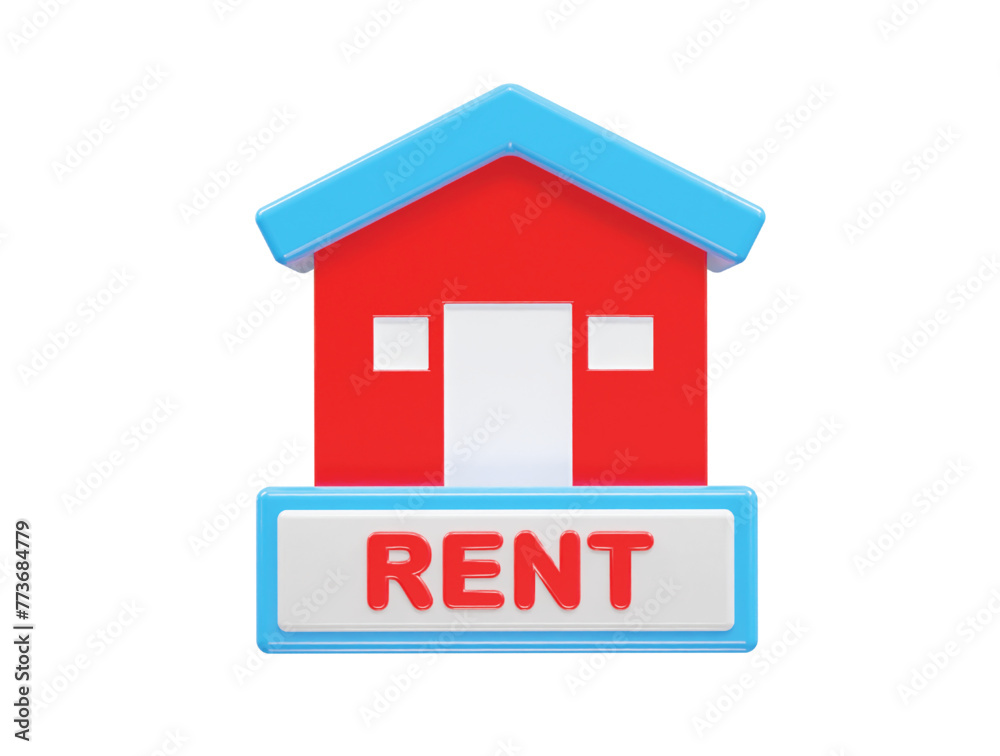 House rent icon 3d illustration rendering element House rent icon 3d illustration rendering element