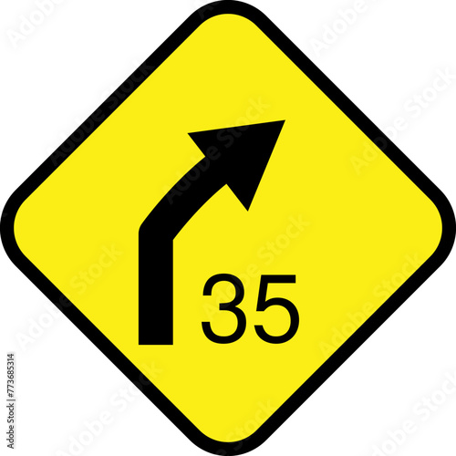sign curve with advisoy speed