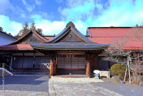 Temple in Kongobu-ji area, a historical Buddhist temple complex at Koyasan, Koya, Ito District, Wakayama, Japan photo