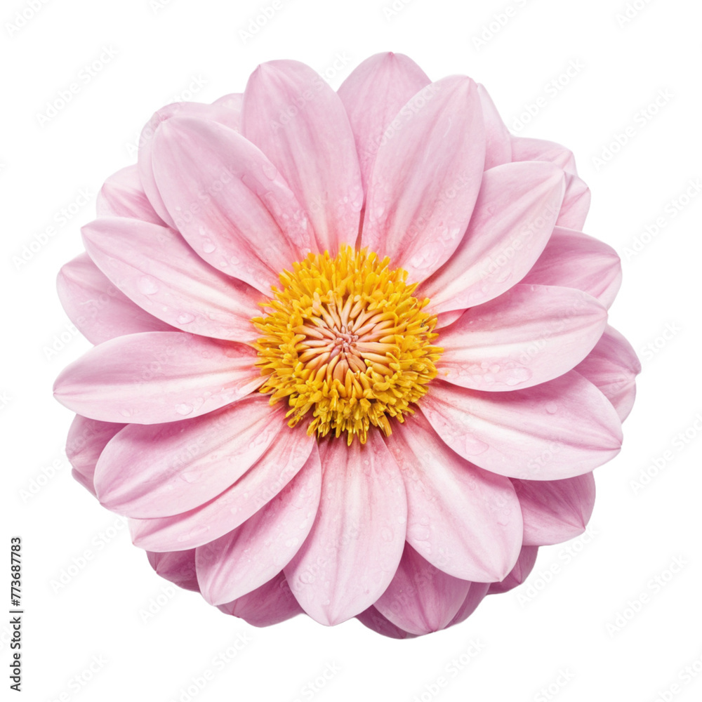 a pink flower with yellow center and the yellow center.