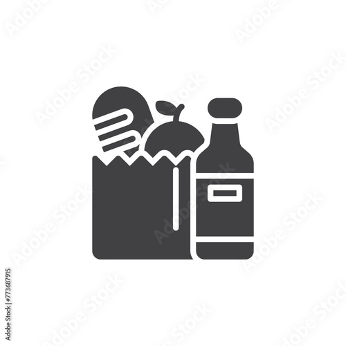Food bag and bottle vector icon